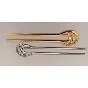 Elegant French Hair Pins Set of 2  Gold Silver for Twists and Buns NEW